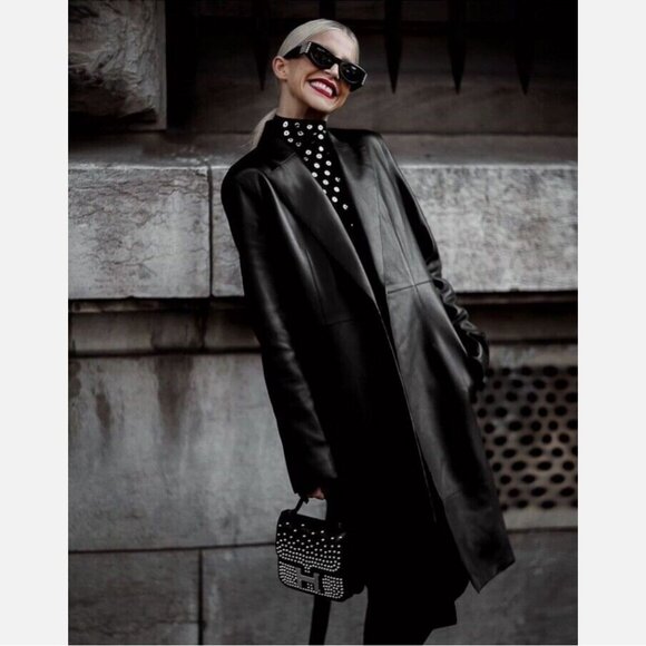 Zara Faux Leather Trench Coat - Picture 6 of 15